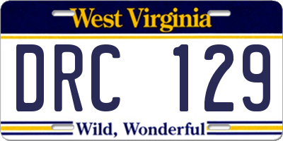 WV license plate DRC129