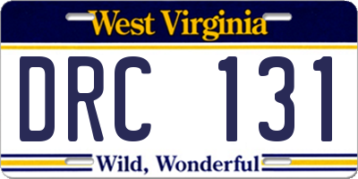 WV license plate DRC131