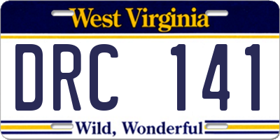 WV license plate DRC141