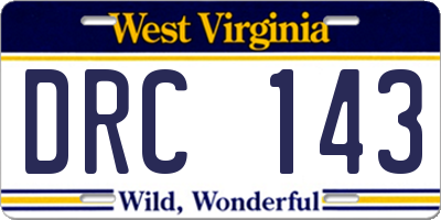 WV license plate DRC143