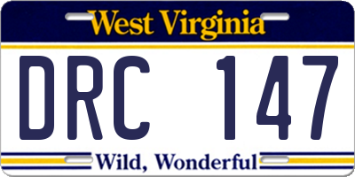 WV license plate DRC147