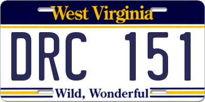 WV license plate DRC151