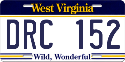 WV license plate DRC152