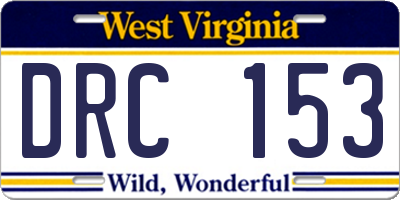 WV license plate DRC153