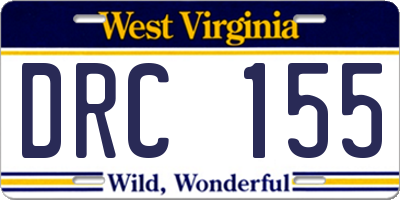 WV license plate DRC155