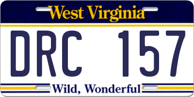 WV license plate DRC157