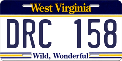 WV license plate DRC158