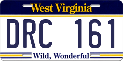 WV license plate DRC161