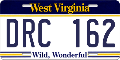 WV license plate DRC162