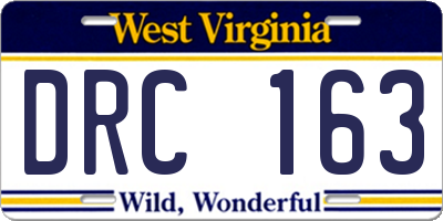 WV license plate DRC163