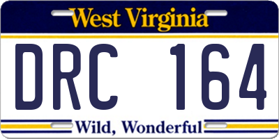 WV license plate DRC164