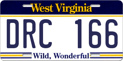 WV license plate DRC166