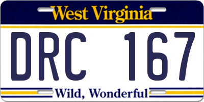 WV license plate DRC167