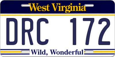 WV license plate DRC172
