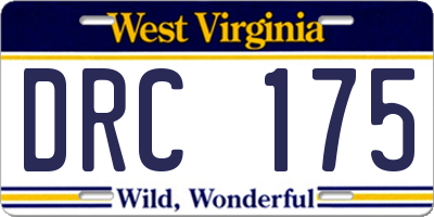 WV license plate DRC175
