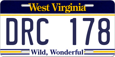 WV license plate DRC178