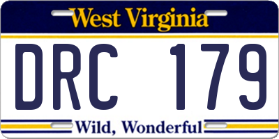 WV license plate DRC179