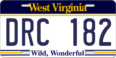 WV license plate DRC182