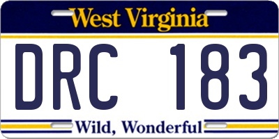 WV license plate DRC183