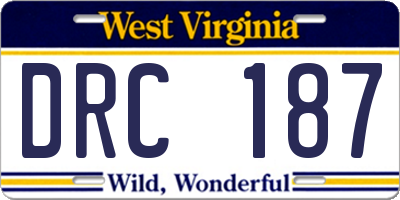 WV license plate DRC187