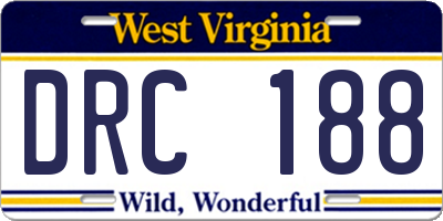WV license plate DRC188