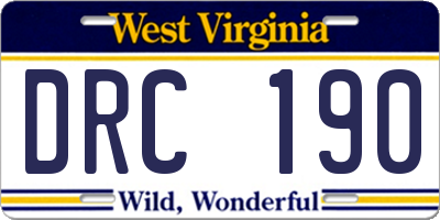 WV license plate DRC190
