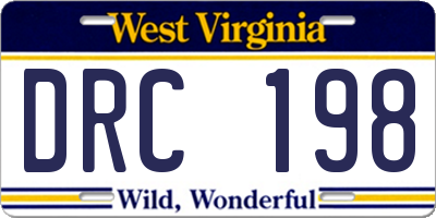 WV license plate DRC198