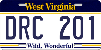 WV license plate DRC201