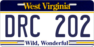 WV license plate DRC202