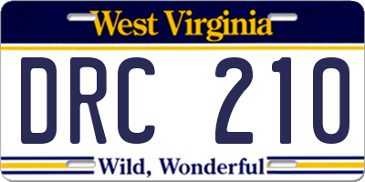 WV license plate DRC210
