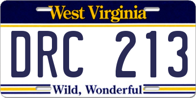 WV license plate DRC213
