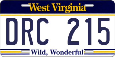 WV license plate DRC215