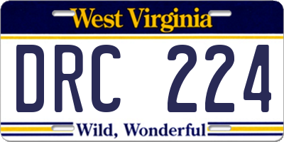 WV license plate DRC224