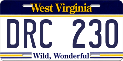 WV license plate DRC230