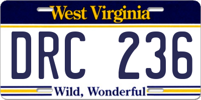 WV license plate DRC236