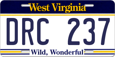 WV license plate DRC237