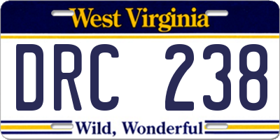 WV license plate DRC238