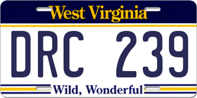 WV license plate DRC239