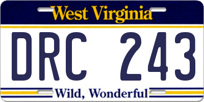 WV license plate DRC243