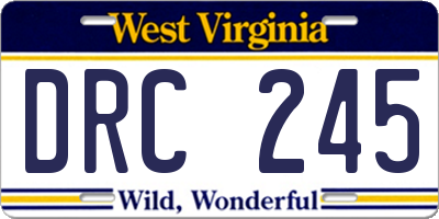 WV license plate DRC245