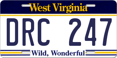 WV license plate DRC247