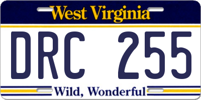 WV license plate DRC255