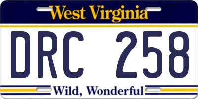 WV license plate DRC258