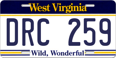 WV license plate DRC259