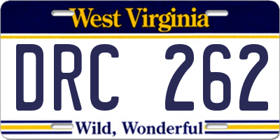 WV license plate DRC262