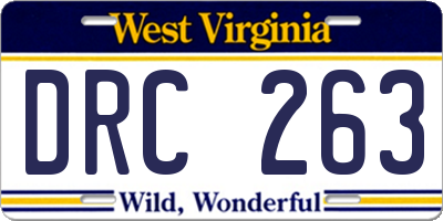 WV license plate DRC263