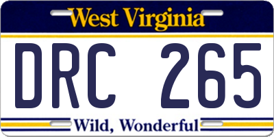 WV license plate DRC265