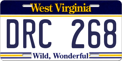 WV license plate DRC268