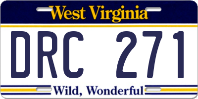 WV license plate DRC271