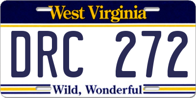 WV license plate DRC272